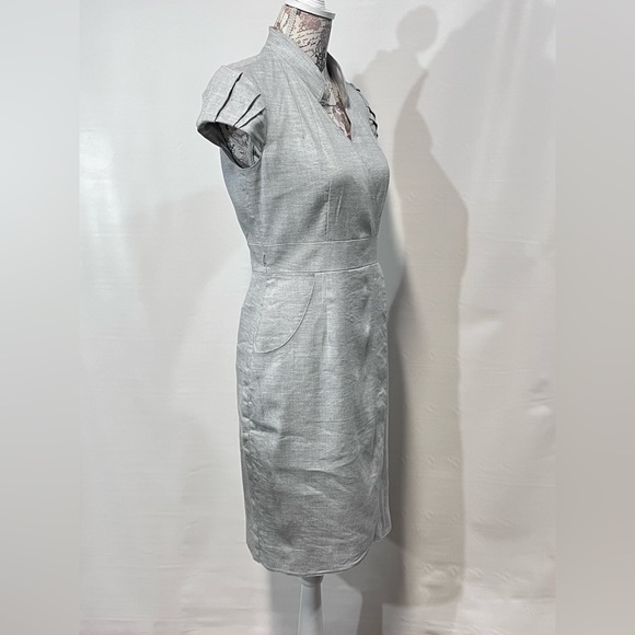 🛍️ANTONIO MELANI Light‎ khaki cap sleeve sheath dress size 4. - Picture 7 of 13